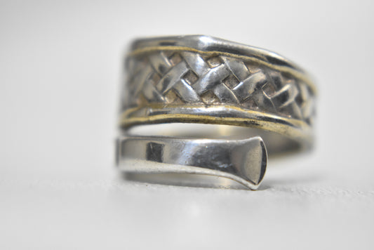 Spoon Ring Vintage Sterling Silver Woven Pinky Band Size 5.50