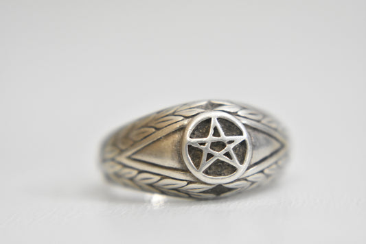 pentagram ring 5 pointed star sterling silver women men Size 8.75