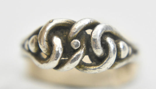 Knot band chain rope ring stacker southwest sterling silver Size 5.75