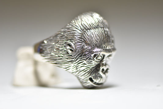 Ape Ring baboon gorilla chimpanzee sterling silver ring men women