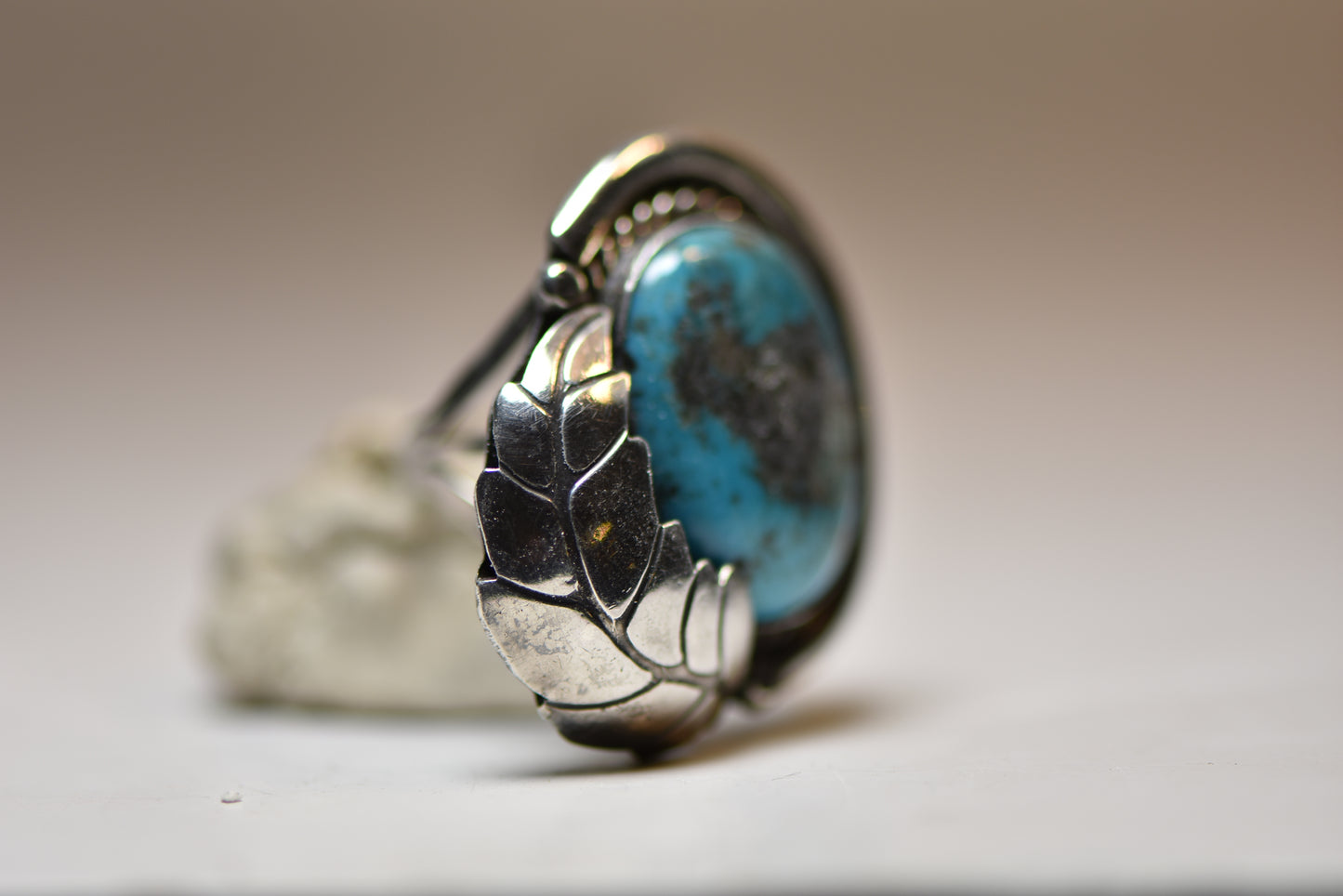 Turquoise ring leaf sterling silver women girls