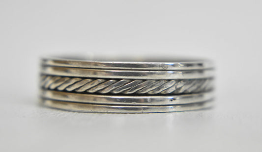 Chain ring Size 12.75 rope band sterling silver thumb wedding boho men