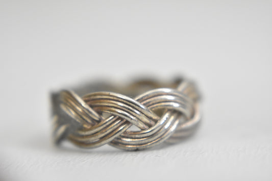 Rope ring braided band pinky sterling silver women girls Size 5.25