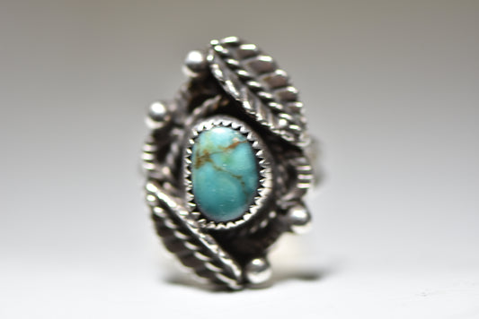 Navajo ring turquoise long pinky sterling silver women girls
