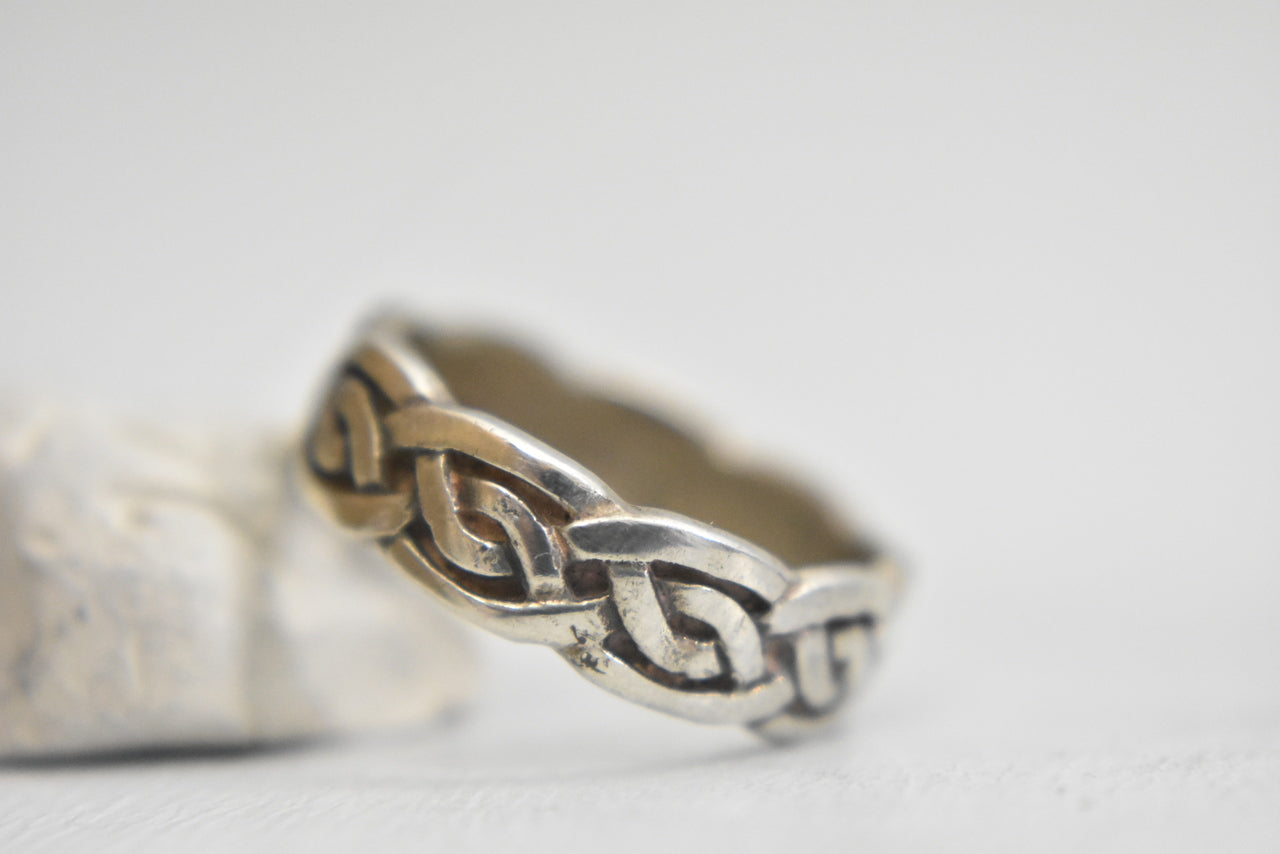 Celtic Rope ring size 5.75 braided pinky band sterling silver  biker women girls