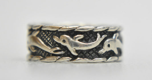 Dolphin Ring Sterling Silver Band Pinky Girls Size 5.75