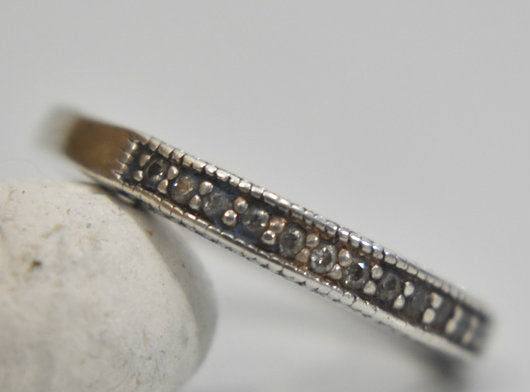 eternity ring stacker vintage cocktail women sterling silver Size 7.75