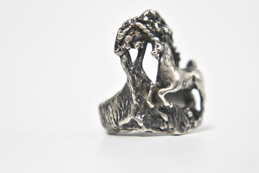 Unicorn Ring Southwest Band Sterling Silver Mythical Size 4.5
