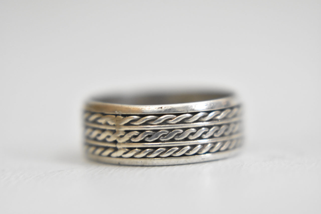 spinner ring rope band sterling silver women biker boys girls size 5.2