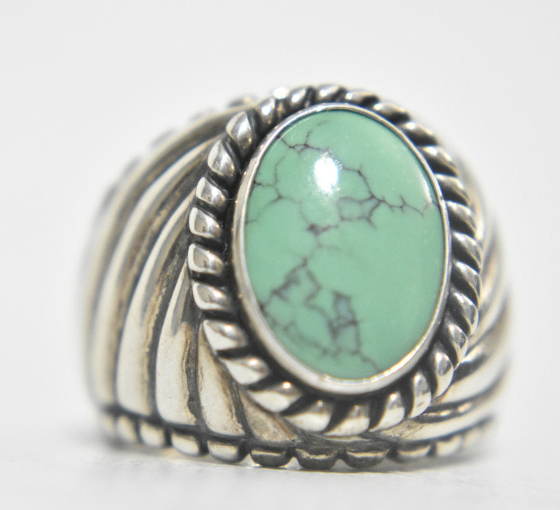 Turquoise Ring Carolyn Pollack Sterling Silver Band Size 6.75