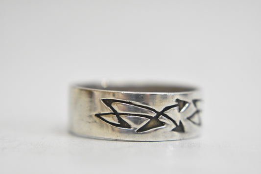 Arrows ring tribal thumb band sterling silver men Size 11.50