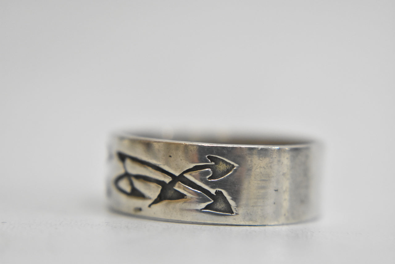 Arrows ring tribal thumb band sterling silver men Size 11.50