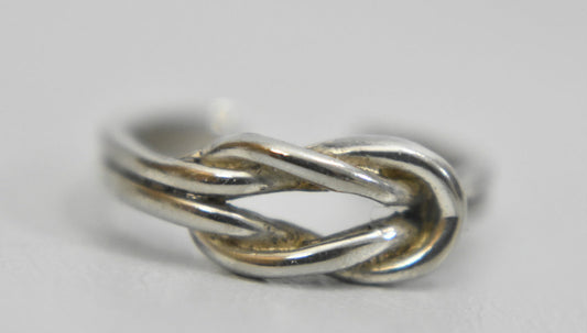 Knot toe ring love friendship tie the knot sterling silver band Size 2