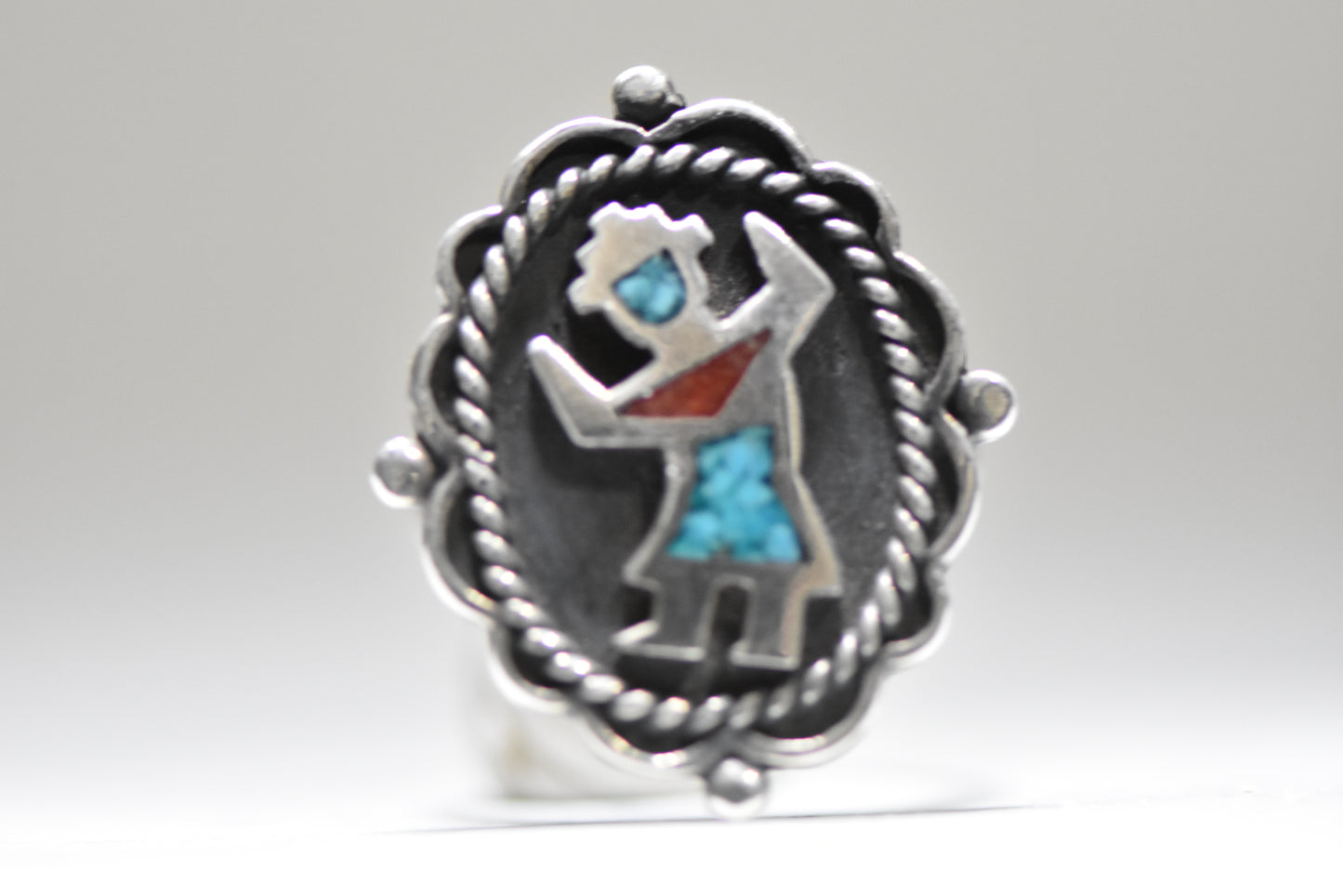 Rainbow man Zuni turquoise sterling silver women Size 7.50