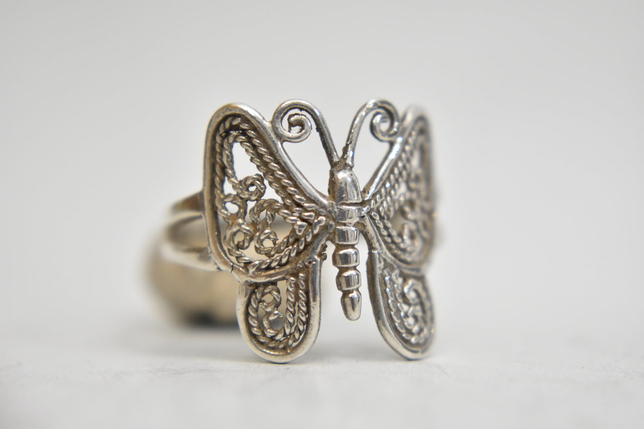 Butterfly ring size 7 sterling silver women girl