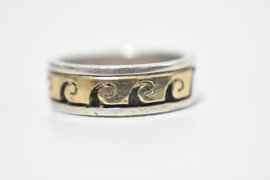 Waves Ring Waves Band Southwest Band Sterling Silver 14K Size 6
