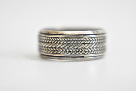 spinner ring braided rope band sterling silver boys girls women size 5.75