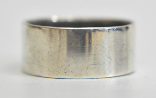wedding ring flat plain band men sterling silver Size 12