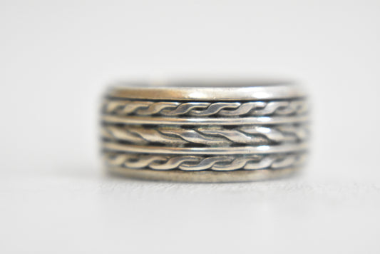 spinner ring braided rope band sterling silver boys women size 6.50