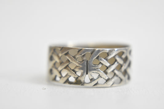 Celtic ring Irish knots woven thumb band sterling silver women Size 10.25