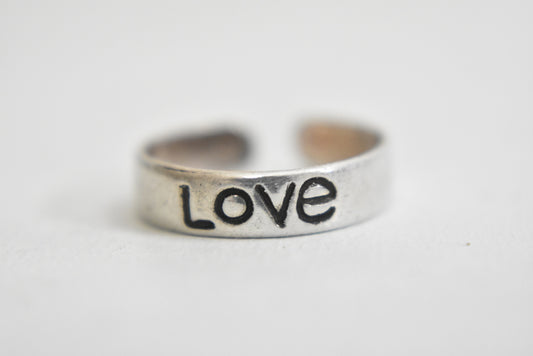 Love toe ring sterling silver women girls Size 5
