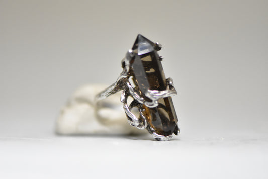 crystal ring brutalist long quartz crystal sterling silver women girls