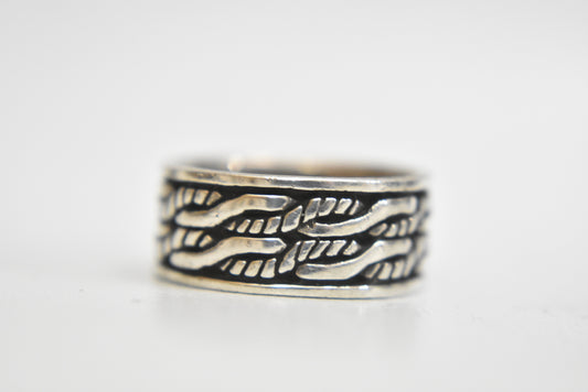 rope ring thumb band sterling silver women men Size 8.50