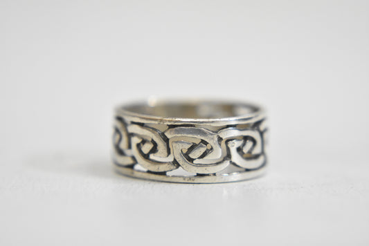 Celtic ring Irish knots woven thumb band sterling silver women Size 6.50