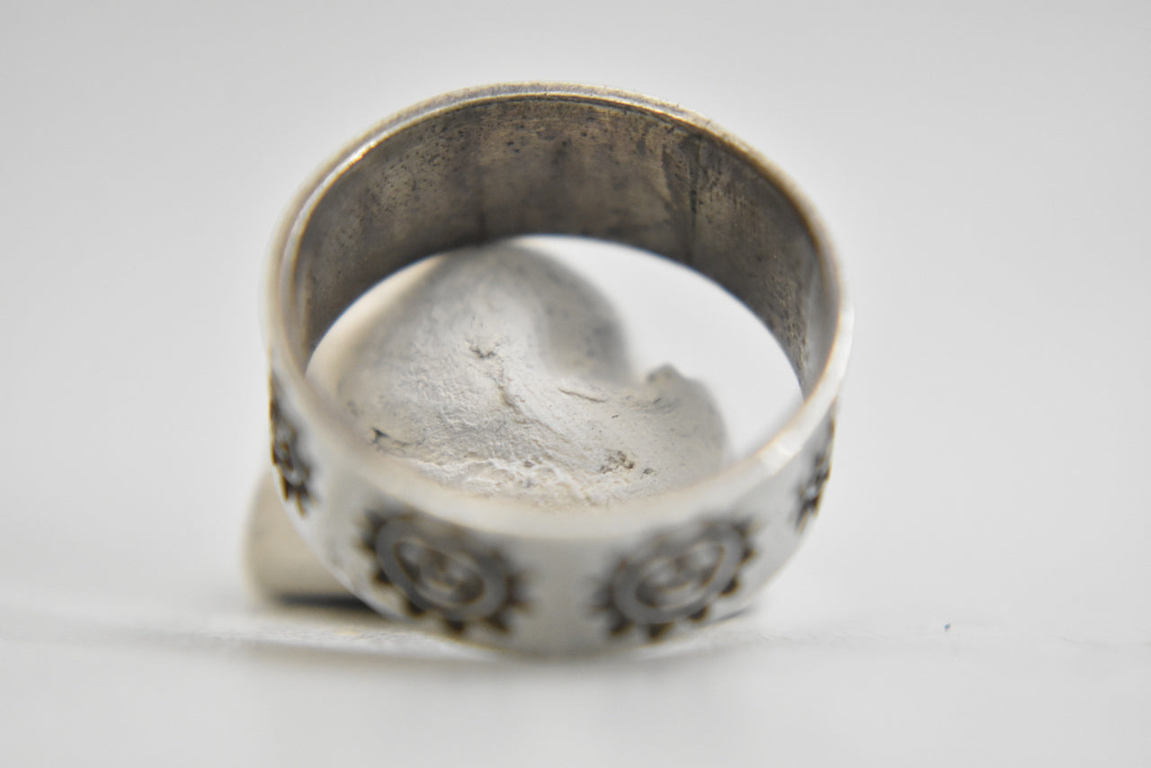 sun ring sterling silver band Mexico southwest women Size 8.25