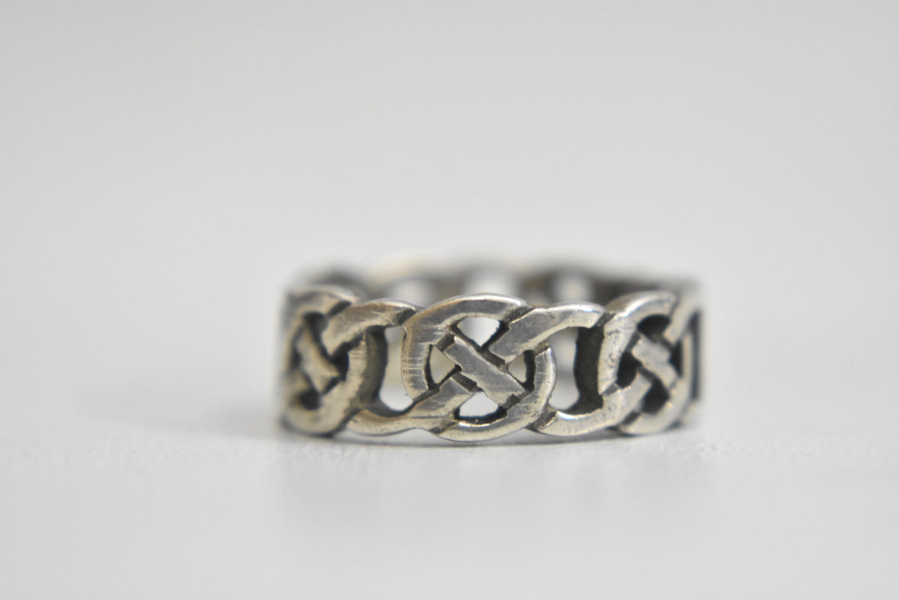 Celtic ring Irish knots woven thumb band sterling silver women Size 7.50