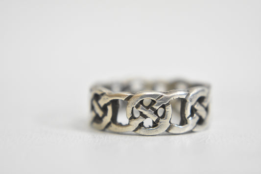 Celtic ring Irish knots woven thumb band sterling silver women Size 6.25