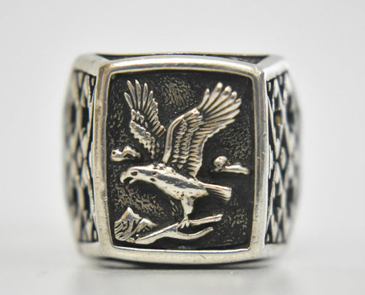 Eagle ring southwest sterling silver men band Size 9.50
