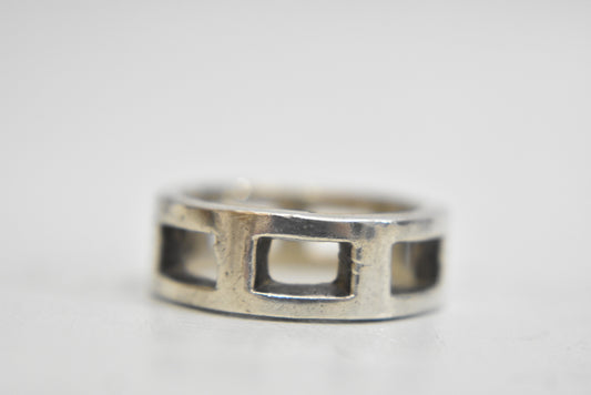 geometric ring openwork thumb band sterling silver women Size 6.50