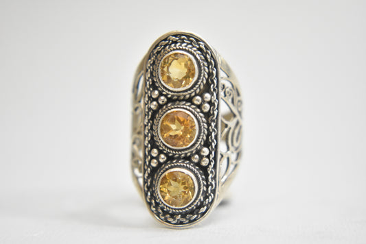 Citrine ring Size 6.75 long sterling silver women