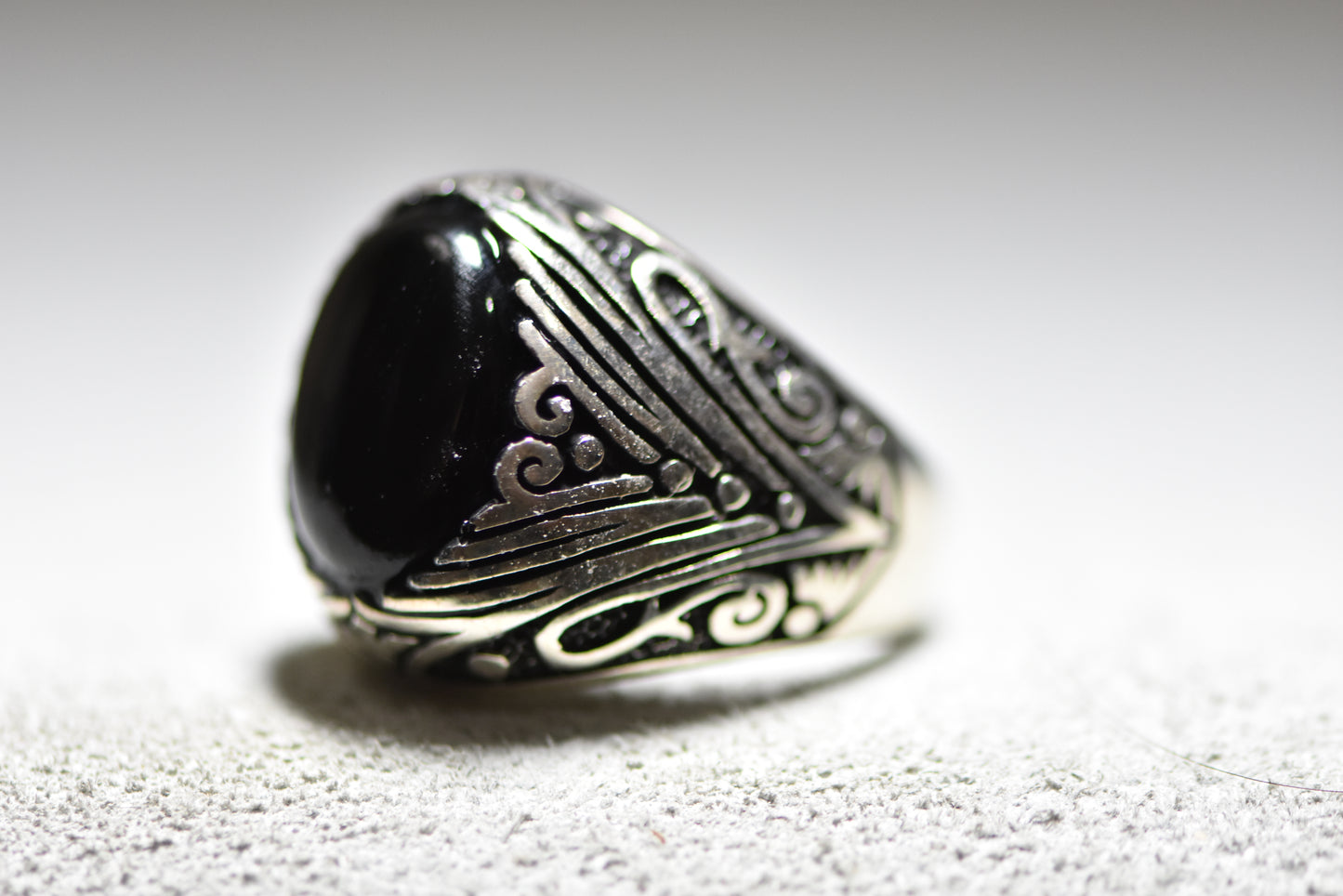 Onyx ring men band sterling silver