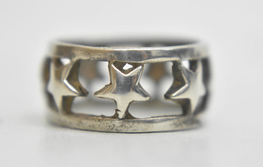 Stars ring celestial sterling silver band size 5.25