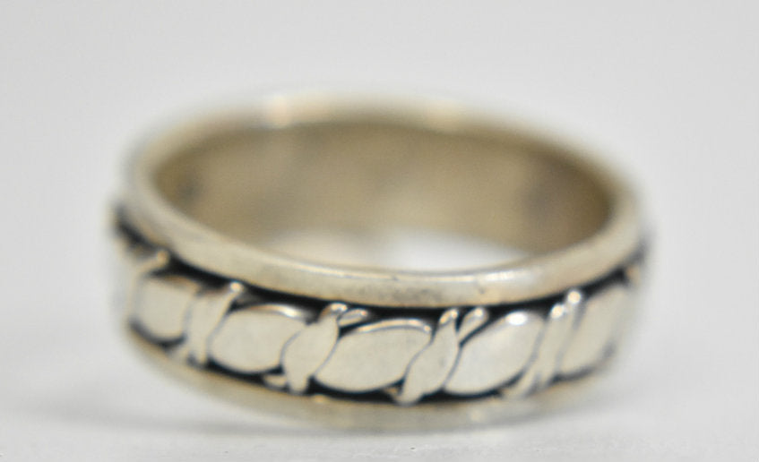 Barbed wire spinner ring men band sterling silver southwest Size 12.50
