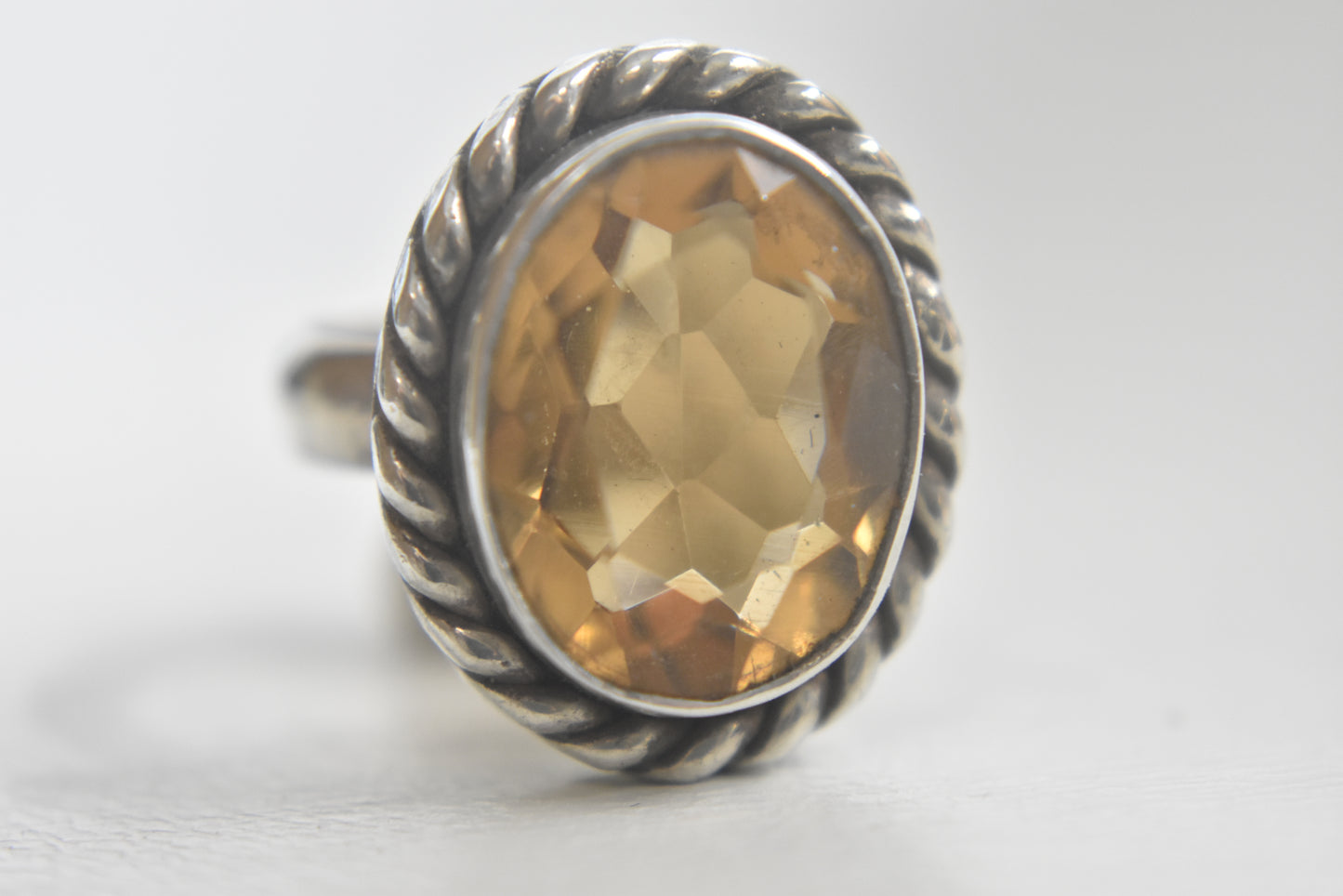 Yellow ring tribal rope design sterling silver women Size 7.75