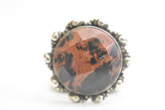 Mahogany Jasper ring sterling silver natural earth tones women Size 6.75