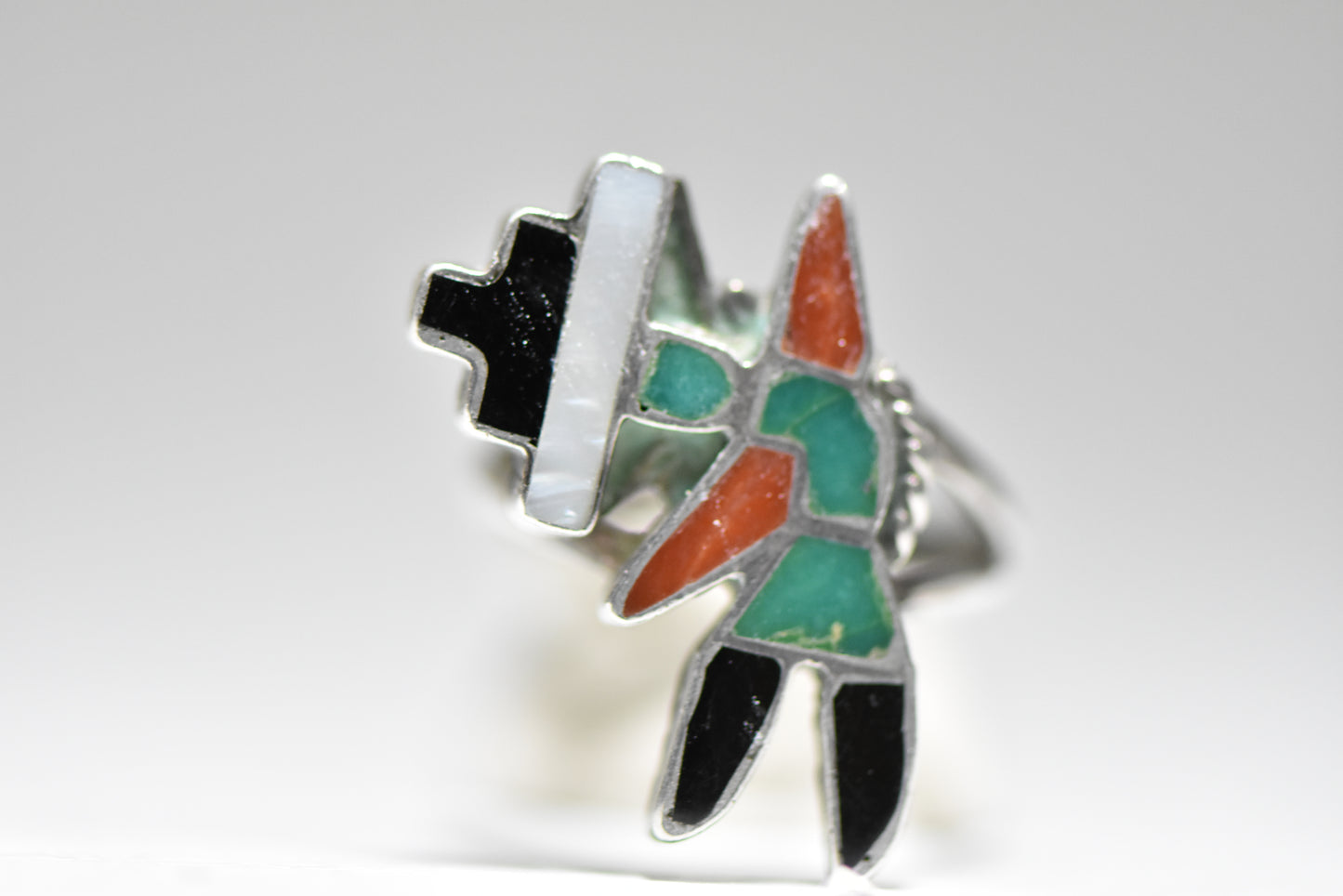 Kachina ring Zuni tribal southwest sterling silver pinky women size 4.75