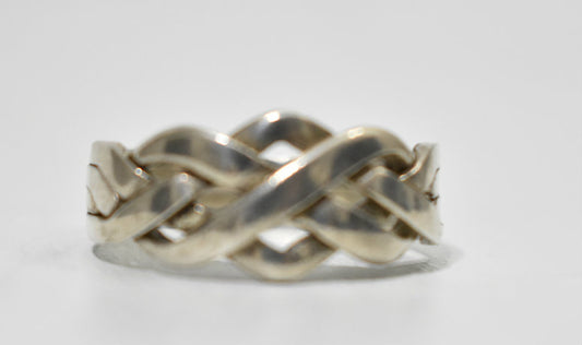 Puzzle Ring Sterling Silver Wedding Band Vintage Size 12