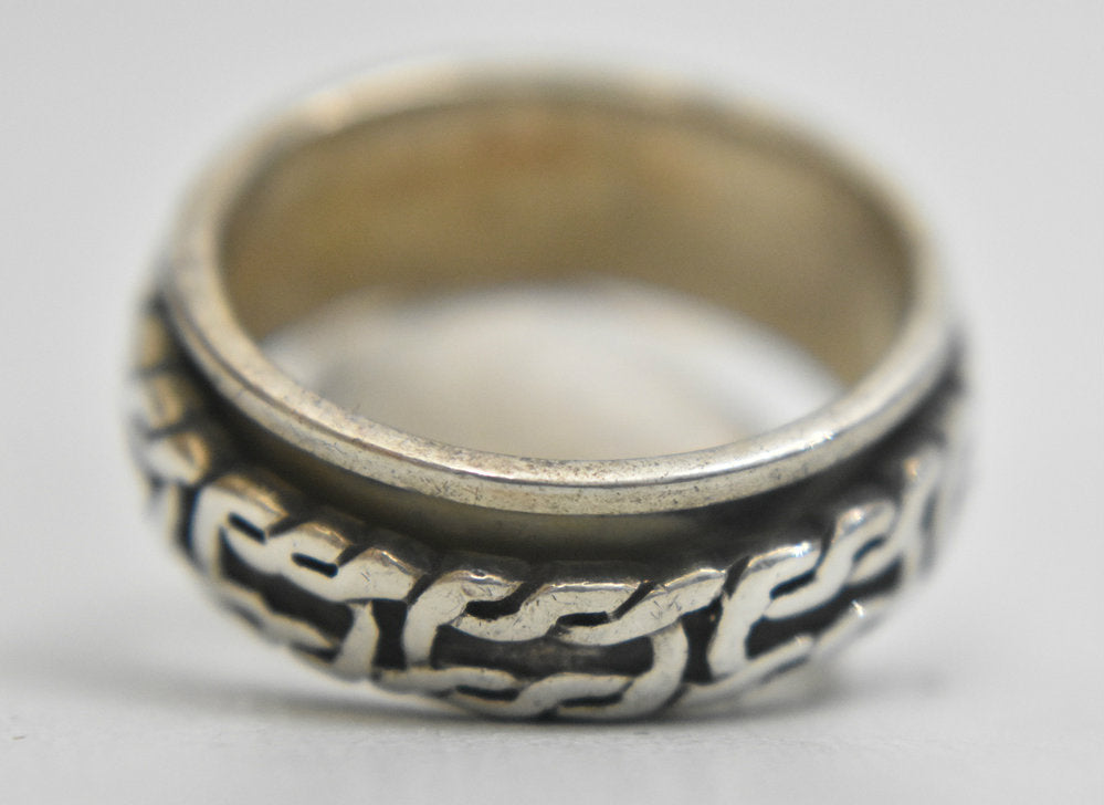 Rope spinner ring thumb sterling silver men biker band size 10.25