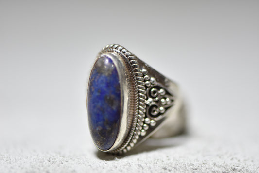 Lapis Lazuli ring long women sterling silver
