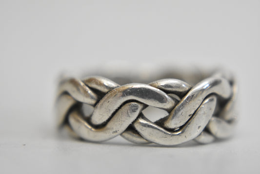 knot band rope ring sterling silver biker women Size 8