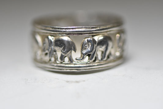 Elephant ring animal thumb band sterling silver women girls