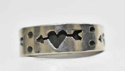 Heart Band Arrow Ring Sterling Silver Band Size 12.50 Men