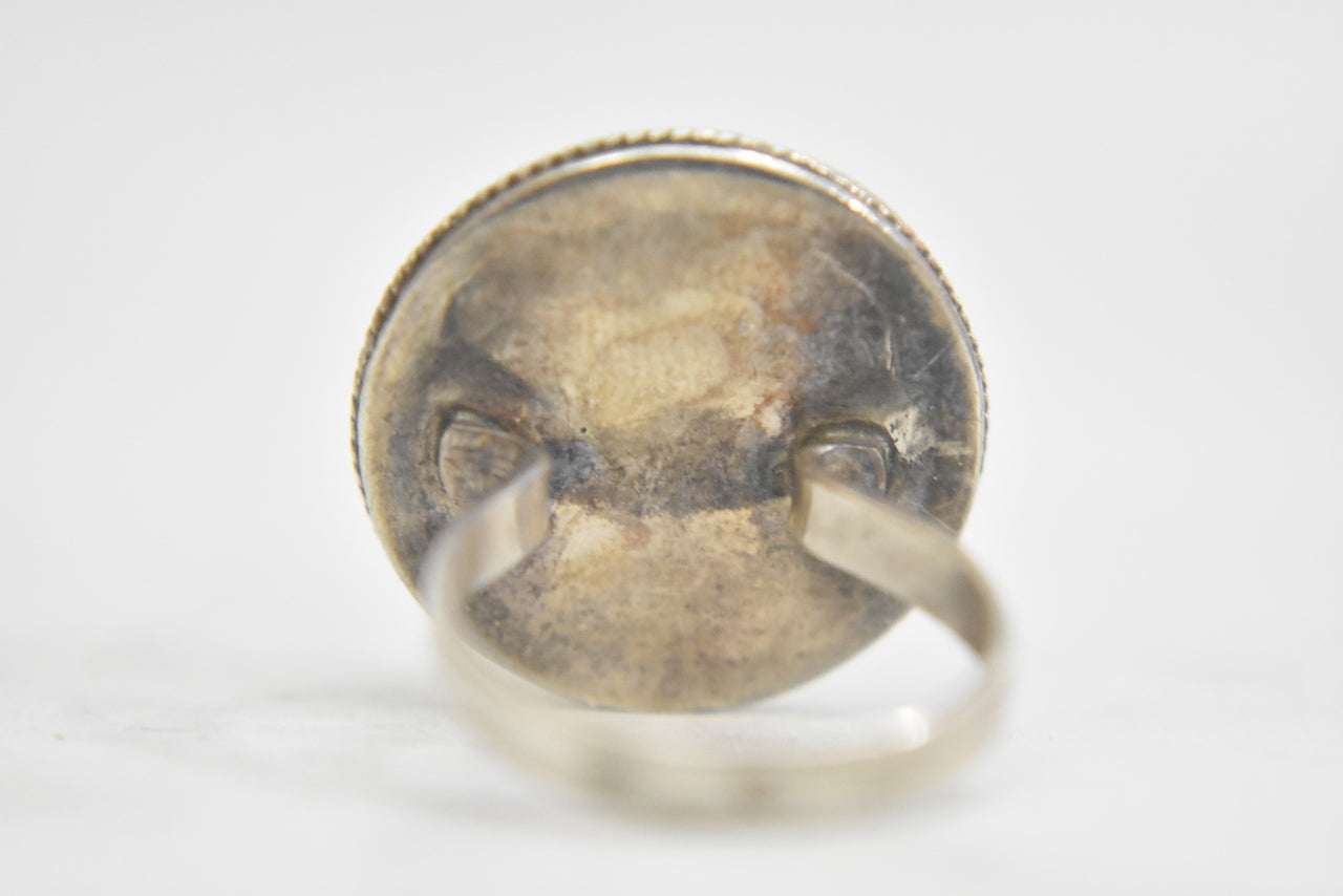 Malachite ring vintage ring women sterling silver Israel Size 6.50