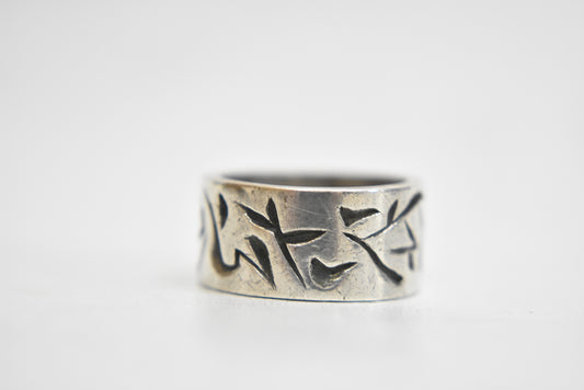 abstract bird ring sterling silver band boys pinky women Size 5.75