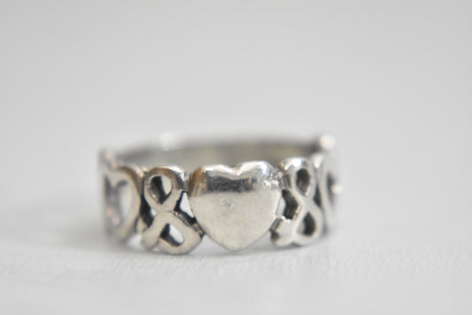 Heart ring Love friendship band sterling silver girls women Size 8.50