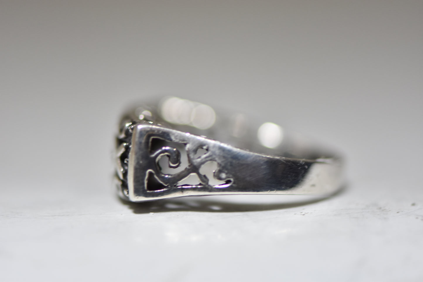 Cross Ring biker band fish religious sterling silver men